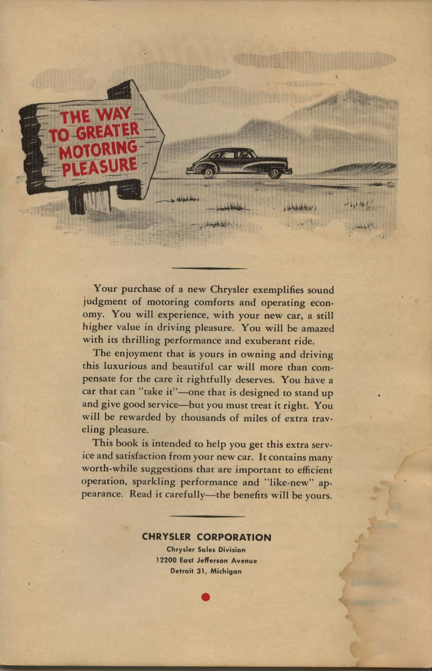 1946 Chrysler Owners Manual Page 52